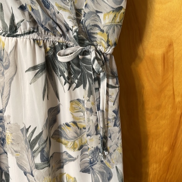 Japana Long dress, palm leaves and tropical pattern. With sewn in slip skirt. - Picture 3 of 6